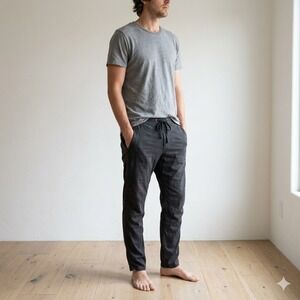 James Perse Mens Pants 4 XL Dark Grey Drawstring Elastic Waist Casual Minimalist